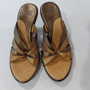 Sofft Women's Sandal   Bronze/Gold Leather‎ Slip-On Pump Heel Size 7.5M